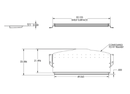 Ford Transit Headliner Shelf with Curtain Rod